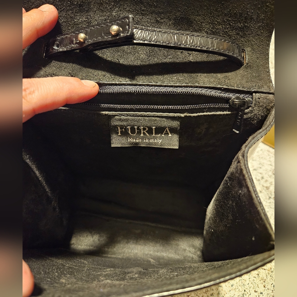 FURLA - EUC-ABSOLUTELY STUNNING Black Patent Leather Crossbody - Picture 9 of 15